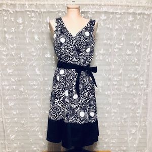 Black and White Floral Fit and Flare Dress